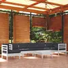 Image de vidaXL Salon de jardin 9 pcs avec coussins blanc bois de pin massif