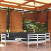 Image de vidaXL Salon de jardin 10 pcs avec coussins blanc bois de pin massif