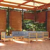 Image de vidaXL Salon de jardin 10 pcs avec coussins gris bois de pin massif