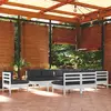 Image de vidaXL Salon de jardin 11 pcs avec coussins blanc bois de pin solide