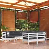 Image de vidaXL Salon de jardin 9 pcs avec coussins blanc bois de pin massif