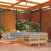 Image de vidaXL Salon de jardin 10 pcs avec coussins gris bois de pin massif