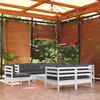 Image de vidaXL Salon de jardin 10 pcs avec coussins blanc bois de pin massif