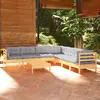 Image de vidaXL Salon de jardin 8 pcs avec coussins gris Bois de pin massif