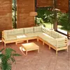Image de vidaXL Salon de jardin 8 pcs avec coussins crème Bois de pin massif