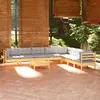 Image de vidaXL Salon de jardin 9 pcs avec coussins gris bois de pin massif