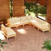 Image de vidaXL Salon de jardin 9 pcs avec coussins crème bois de pin massif