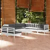 Image de vidaXL Salon de jardin 10 pcs avec coussins blanc bois de pin massif