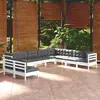 Image de vidaXL Salon de jardin 10 pcs avec coussins blanc bois de pin massif