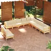Image de vidaXL Salon de jardin 11 pcs avec coussins crème Bois de pin solide