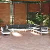 Image de vidaXL Salon de jardin 11 pcs avec coussins blanc bois de pin solide