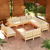 Image de vidaXL Salon de jardin 11 pcs avec coussins crème Bois de pin solide