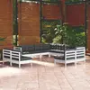 Image de vidaXL Salon de jardin 11 pcs avec coussins blanc bois de pin solide
