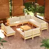 Image de vidaXL Salon de jardin 12 pcs avec coussins crème Bois de pin massif
