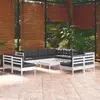 Image de vidaXL Salon de jardin 12 pcs avec coussins blanc bois de pin solide