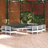 Image de vidaXL Salon de jardin 12 pcs avec coussins blanc bois de pin solide