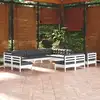 Image de vidaXL Salon de jardin 13 pcs avec coussins blanc bois de pin solide