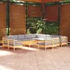 Image de vidaXL Salon de jardin 14 pcs avec coussins gris Bois de pin solide