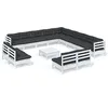 Image de vidaXL Salon de jardin 14 pcs avec coussins blanc bois de pin solide