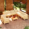 Image de vidaXL Salon de jardin 10 pcs avec coussins crème bois de pin massif