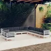 Image de vidaXL Salon de jardin 11 pcs avec coussins blanc bois de pin solide