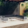 Image de vidaXL Salon de jardin 12 pcs avec coussins blanc bois de pin solide