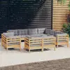 Image de vidaXL Salon de jardin 11 pcs avec coussins gris Bois de pin solide