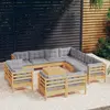 Image de vidaXL Salon de jardin 12 pcs avec coussins gris Bois de pin massif