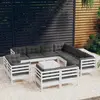 Image de vidaXL Salon de jardin 12 pcs avec coussins blanc bois de pin solide