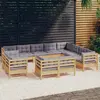 Image de vidaXL Salon de jardin 12 pcs avec coussins gris Bois de pin massif