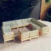 Image de vidaXL Salon de jardin 12 pcs avec coussins crème Bois de pin massif