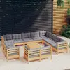Image de vidaXL Salon de jardin 13 pcs avec coussins gris Bois de pin solide