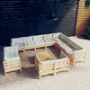 Image de vidaXL Salon de jardin 13 pcs avec coussins crème Bois de pin solide