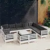 Image de vidaXL Salon de jardin 13 pcs avec coussins blanc bois de pin solide