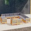 Image de vidaXL Salon de jardin 14 pcs avec coussins gris Bois de pin solide