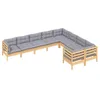 Image de vidaXL Salon de jardin 9 pcs avec coussins gris bois de pin