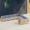 Image de vidaXL Salon de jardin 9 pcs avec coussins gris bois de pin