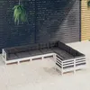 Image de vidaXL Salon de jardin 9 pcs avec coussins blanc bois de pin