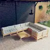 Image de vidaXL Salon de jardin 10 pcs avec coussins crème Bois de pin