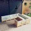 Image de vidaXL Salon de jardin 10 pcs avec coussins crème Bois de pin