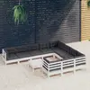 Image de vidaXL Salon de jardin 11 pcs avec coussins blanc bois de pin