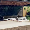 Image de vidaXL Salon de jardin 11 pcs avec coussins blanc bois de pin