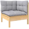 Image de vidaXL Salon de jardin 11 pcs avec coussins gris bois de pin