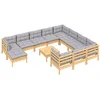 Image de vidaXL Salon de jardin 12 pcs avec coussins gris Bois de pin