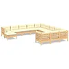Image de vidaXL Salon de jardin 12 pcs avec coussins crème Bois de pin