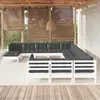 Image de vidaXL Salon de jardin 12 pcs avec coussins blanc bois de pin