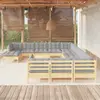 Image de vidaXL Salon de jardin 13 pcs avec coussins gris bois de pin