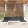 Image de vidaXL Salon de jardin 6 pcs avec coussins blanc bois de pin