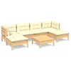 Image de vidaXL Salon de jardin 7 pcs avec coussins crème bois de pin