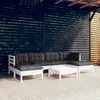 Image de vidaXL Salon de jardin 7 pcs avec coussins blanc bois de pin